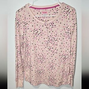 Kate Spade Festive Confetti Dot Pajama Top In Pink Small Henley Polka B8